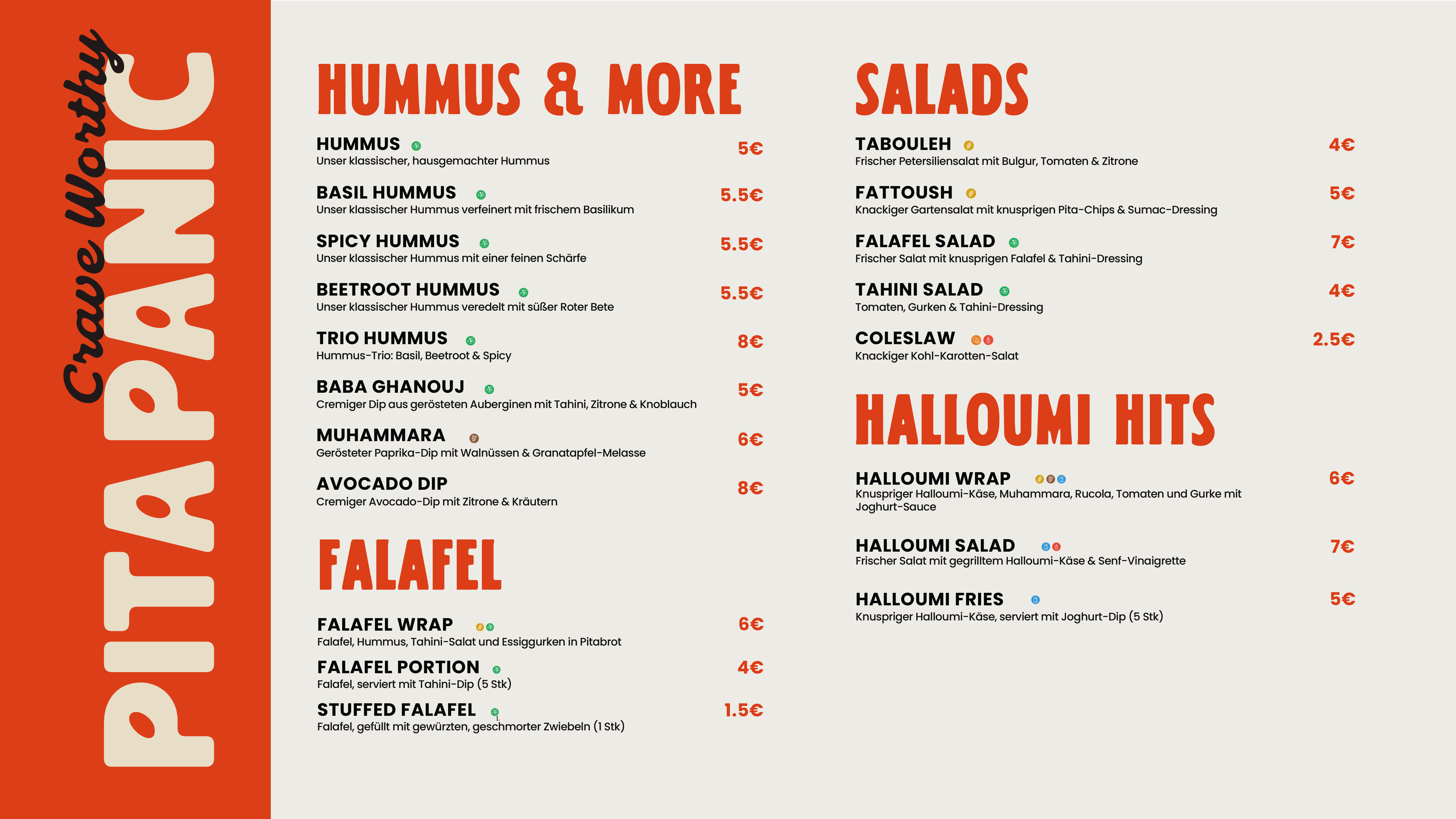 Pita Panic Menu Page 1